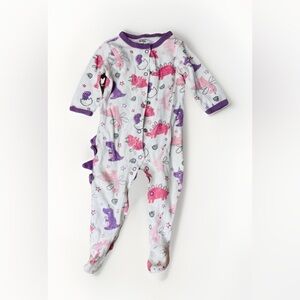Soft Mon Cheri Baby 6-9M Cotton Pink Purple Infant Unicorn Dinosaur Bodysuit